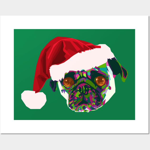 Santa Pug Wall Art by Bajingseng